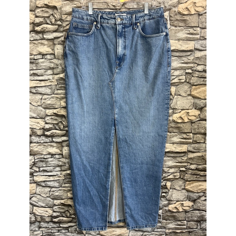 Good American Slit Front Maxi Denim Skirt Sz 14/32